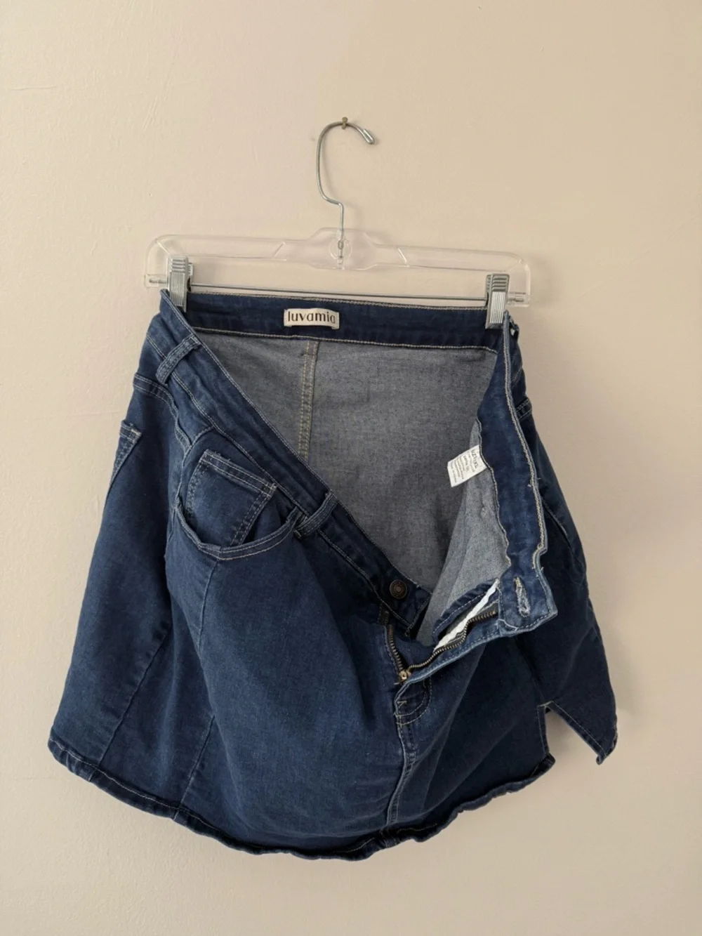 Classic Blue Denim Mini Skort Plus Size XXL Jean Skirt w Shorts & Slit - NWOT - Picture 9 of 16